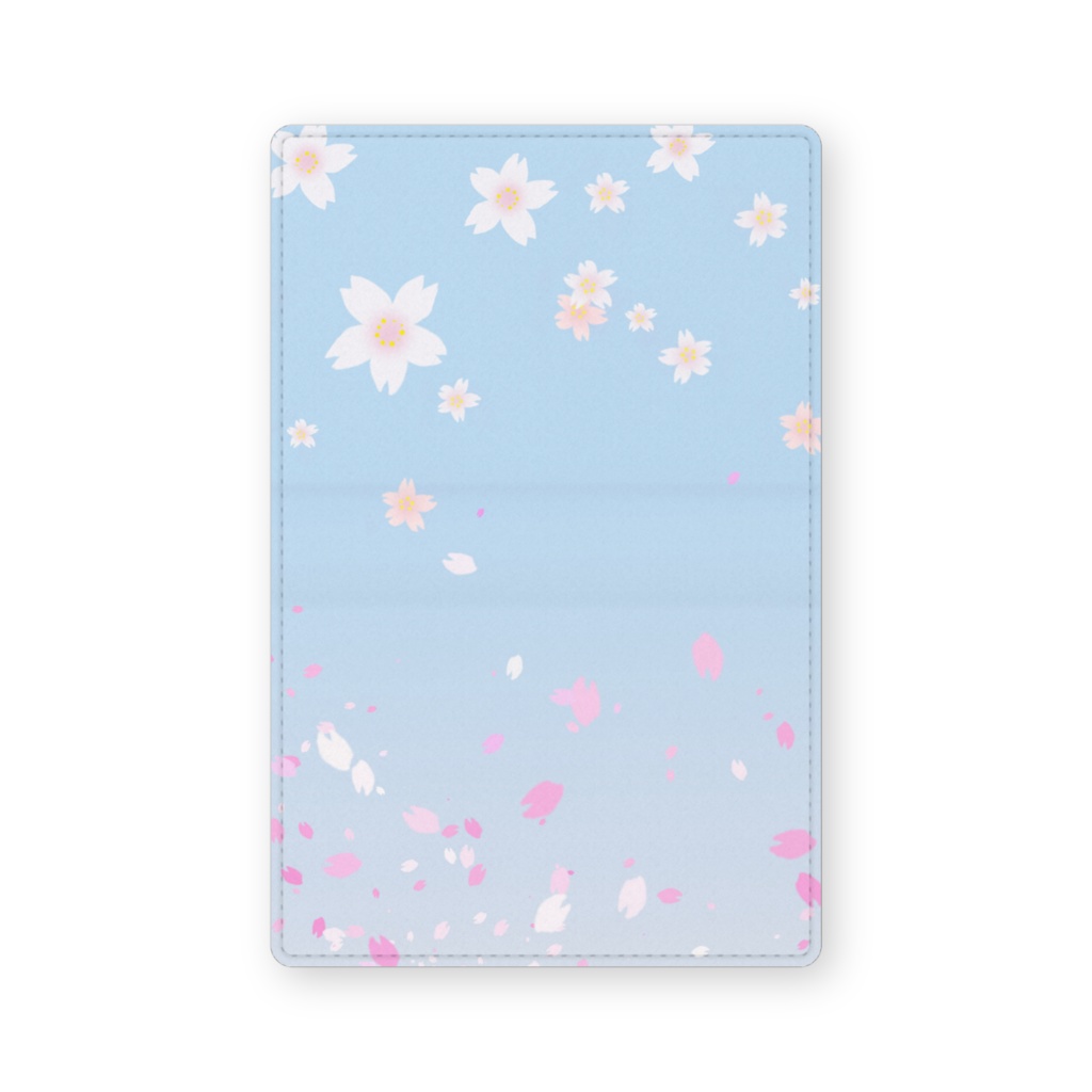 0109　花柄　桜　2-2　ブルー　カードケース　名刺ケース