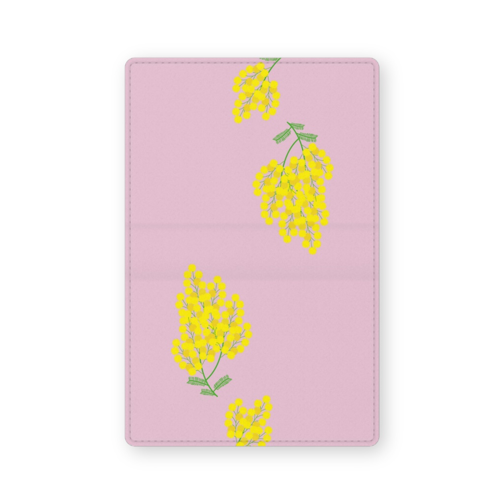 0113　北欧　花柄　ミモザ　2-2　ピンク　カードケース　名刺ケース