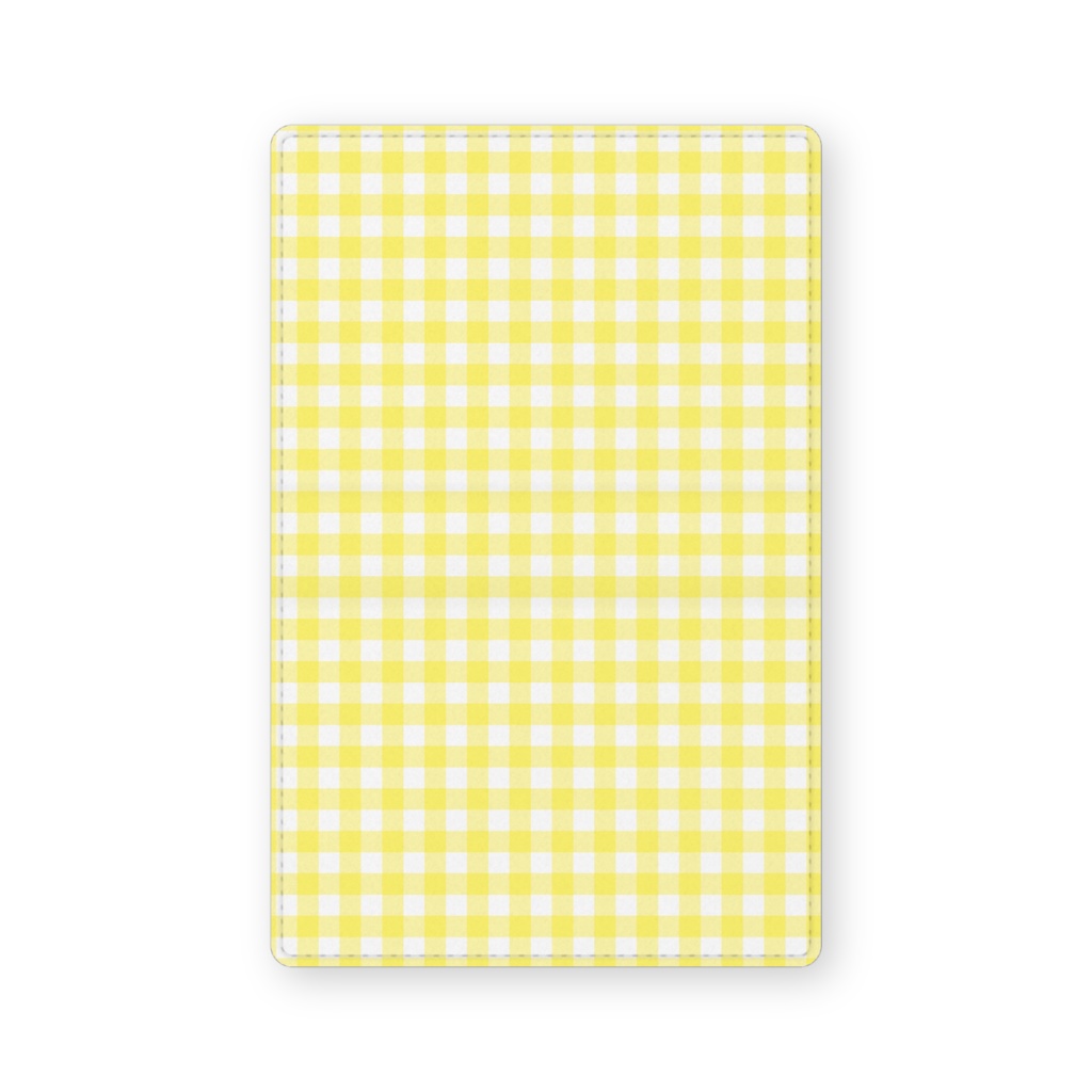 0120　ギンガムチェック　7　黄色　カードケース　名刺ケース