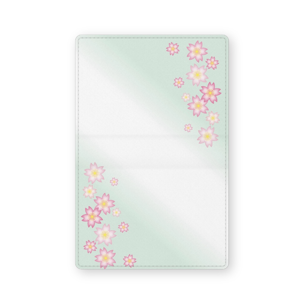 0122　花柄　桜　4-2　グリーン　カードケース　名刺ケース