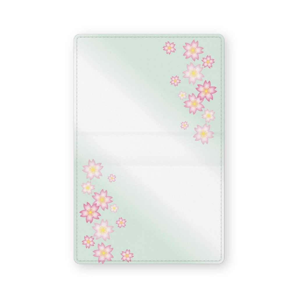 0122 花柄 桜 4-2 グリーン カードケース 名刺ケース