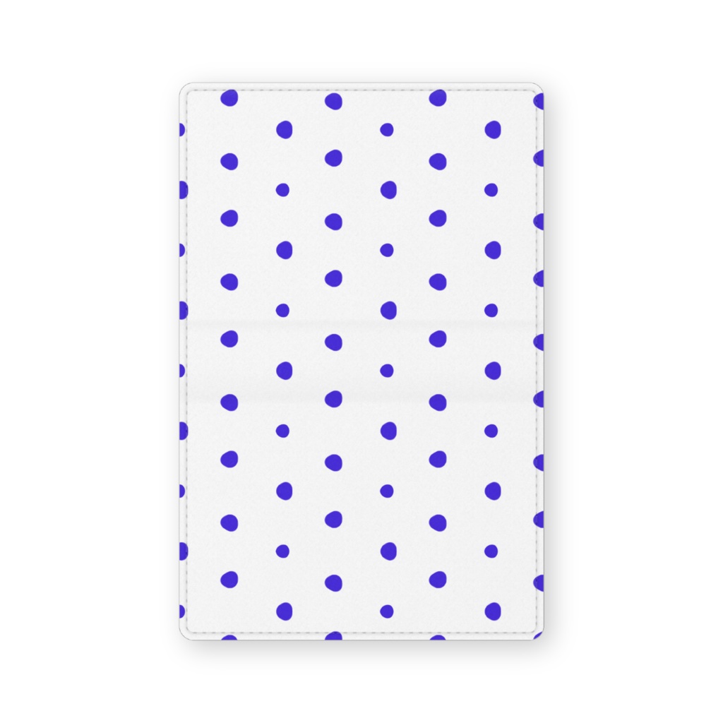 0215　手描き　ランダム　ドット　水玉　4　ブルー　カードケース　名刺ケース