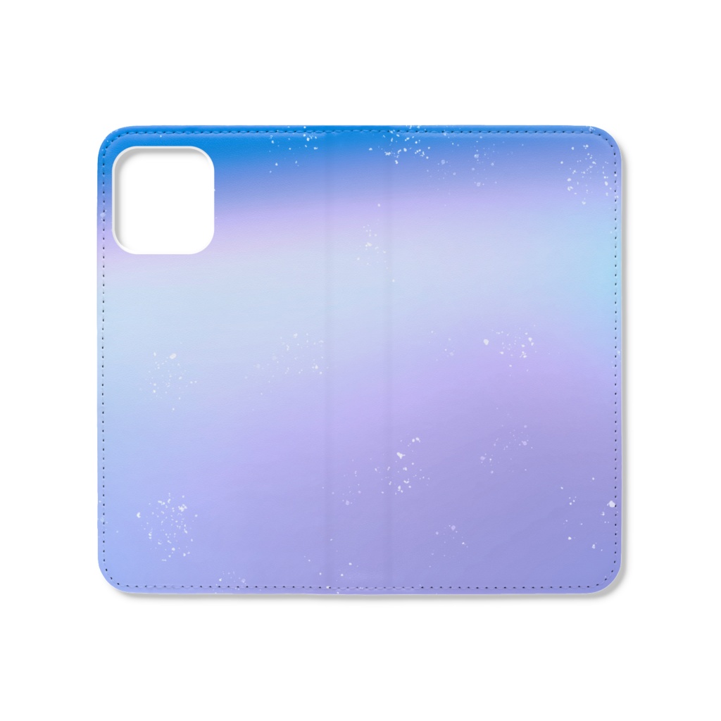 0016　グラデーション　ブルー　iPhoneケース　手帳型帯なし