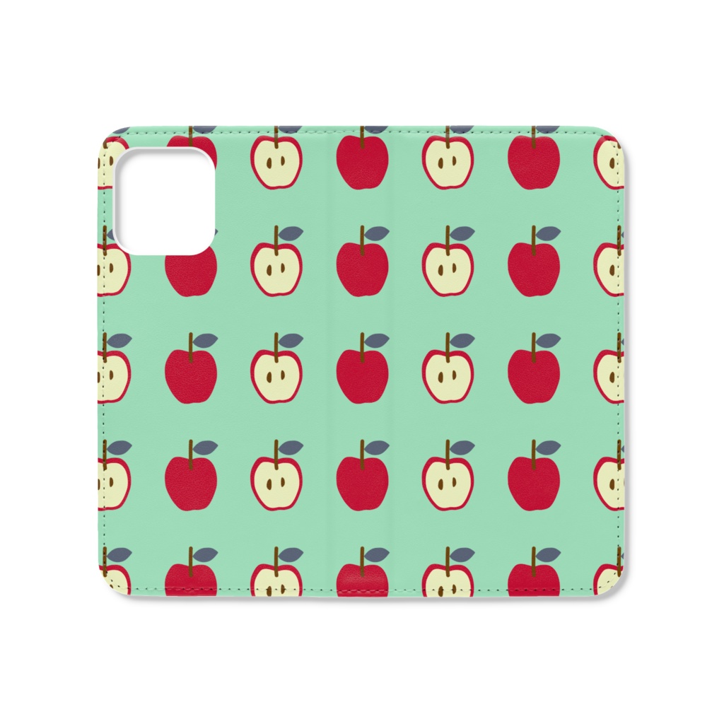0088　北欧　パターン　リンゴのタネ　グリーン　iPhoneケース　手帳型帯なし