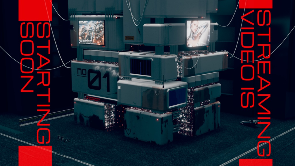 SF・サイバーパンク風「STARTING SOON」配信待機動画|ループ対応・商用利用可