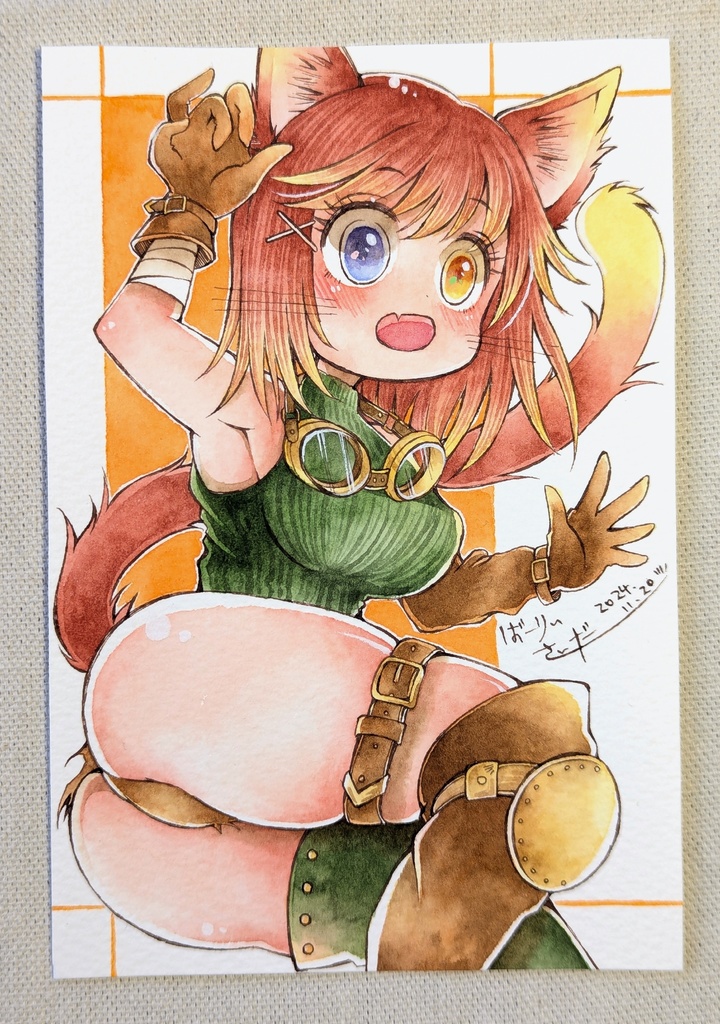 イラスト原画「ドジっ子猫娘」