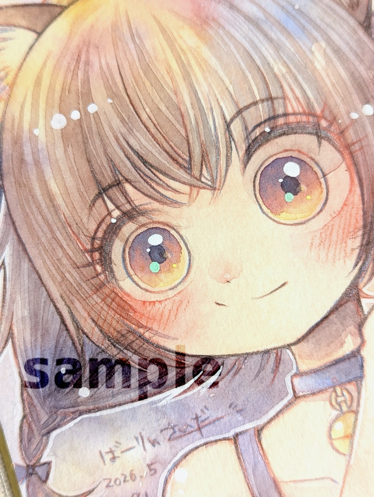 手描きミニ色紙「菜種指ハート」Original Hand-Drawn Mini shikishi board 「OC Natane」