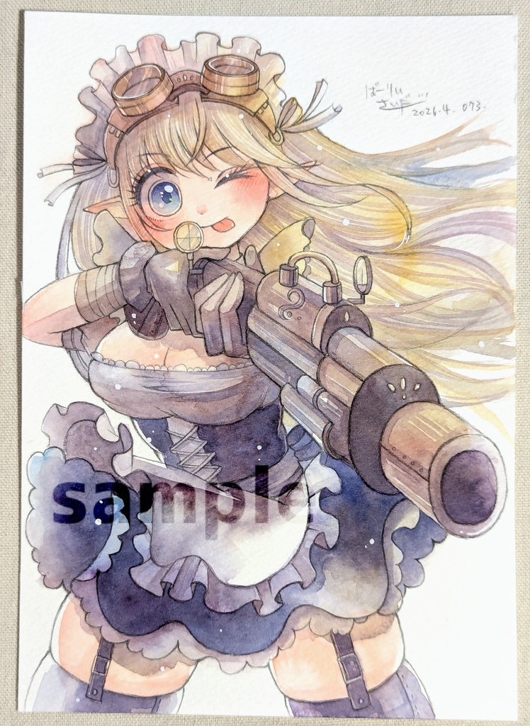 手描きアナログ原画「ゴーグルメイド娘1」