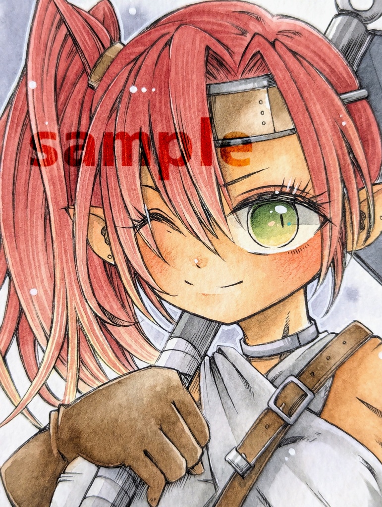 手描きアナログ原画「ドワーフ族の女戦士」