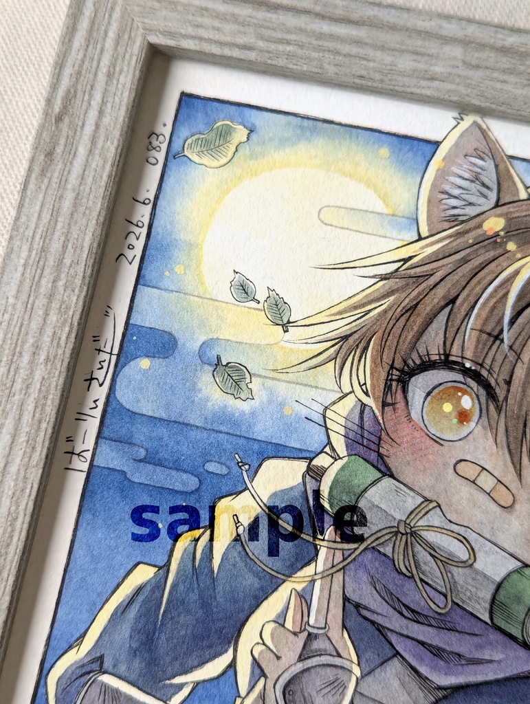 手描きアナログ原画「猫耳忍者娘」