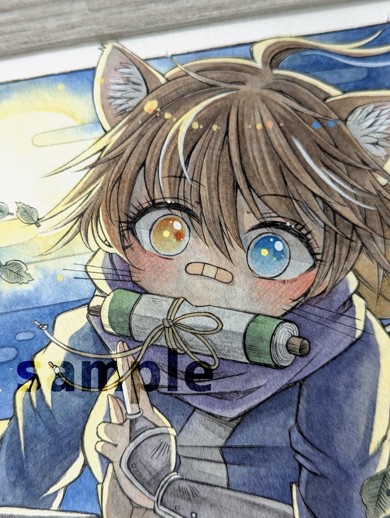 手描きアナログ原画「猫耳忍者娘」