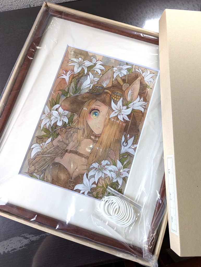 額装原画「白い百合と魔女」/Framed original artwork「White Lilies and Witche」