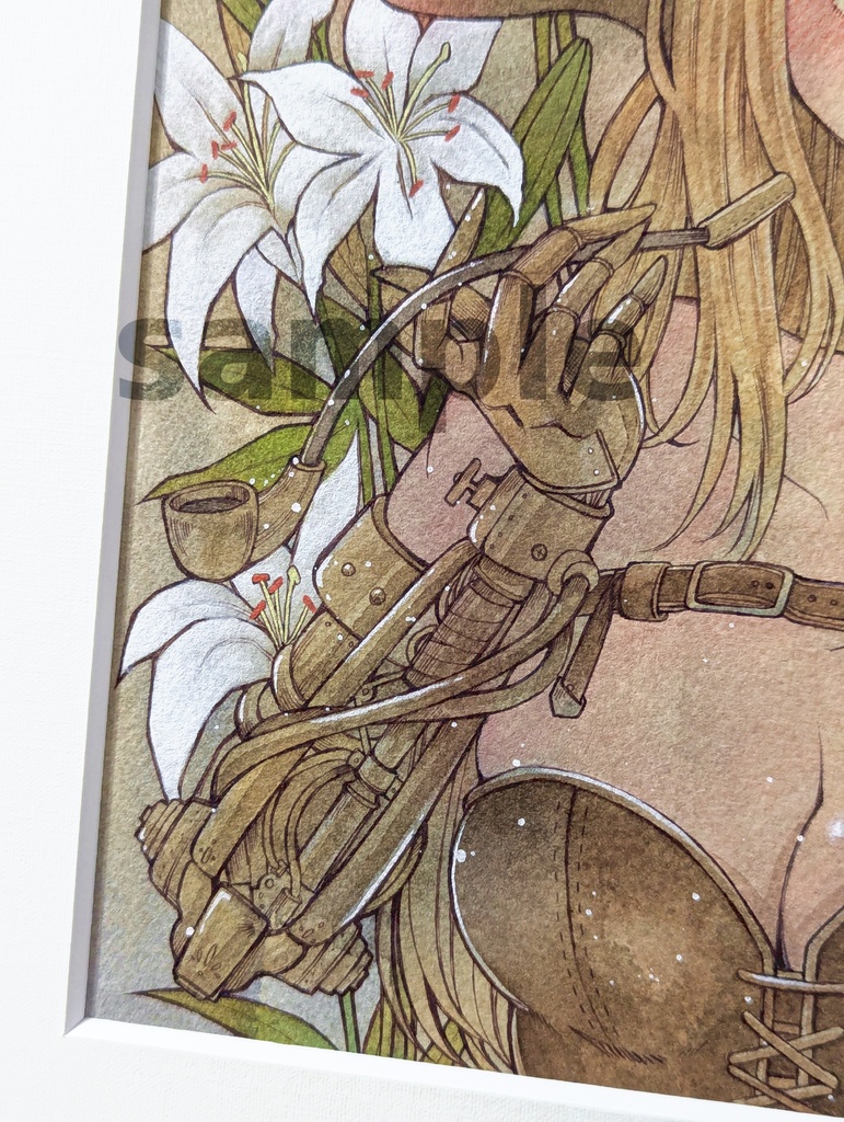 額装原画「白い百合と魔女」/Framed original artwork「White Lilies and Witche」