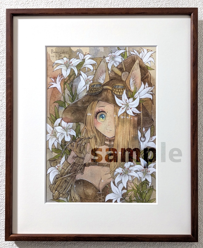 額装原画「白い百合と魔女」/Framed original artwork「White Lilies and Witche」