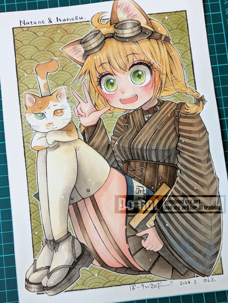 手描きアナログ原画「大麦商店の看板娘」/Original traditional painting「The Poster Girl of Omugi Shoten.」
