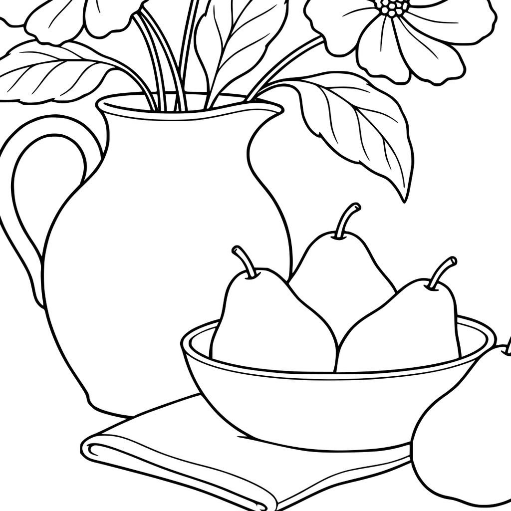 【A4 PDF・6図柄】花と果実の静物|大人のぬり絵