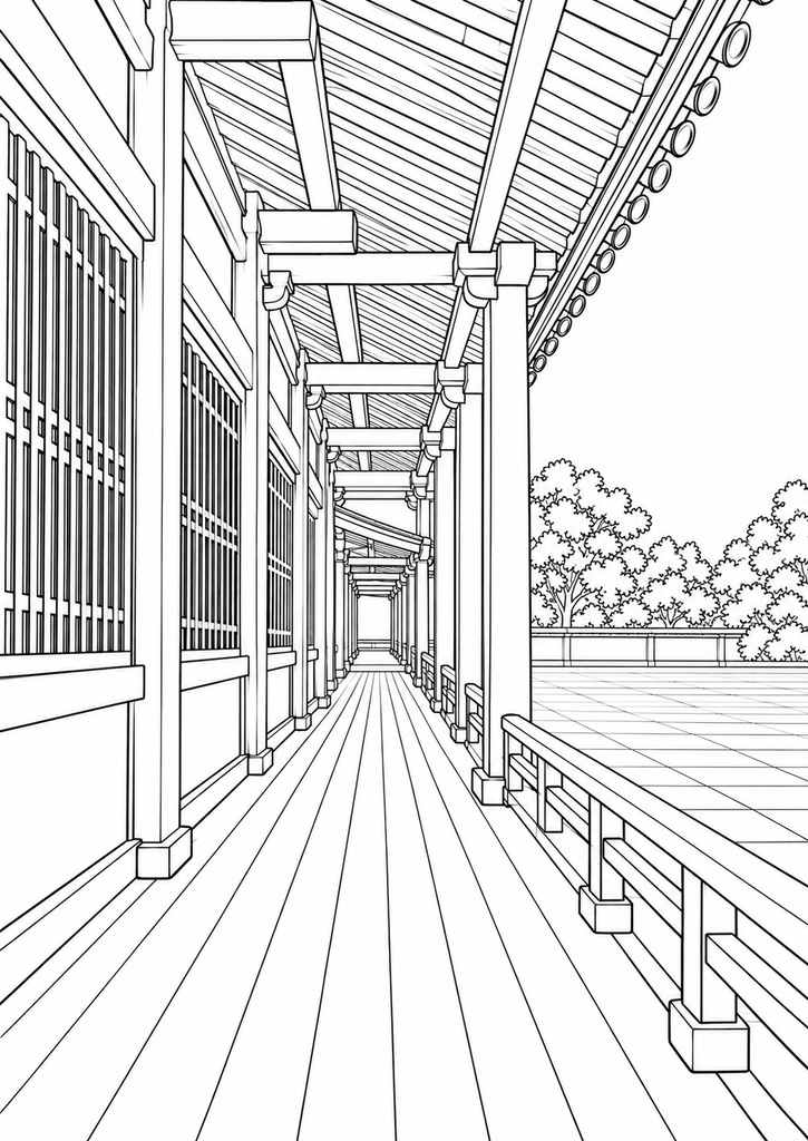 寺町の細部を楽しむ 大人のぬり絵4柄 A4 PDF