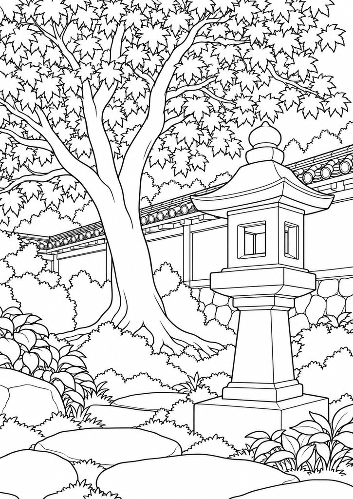寺町の細部を楽しむ 大人のぬり絵4柄 A4 PDF