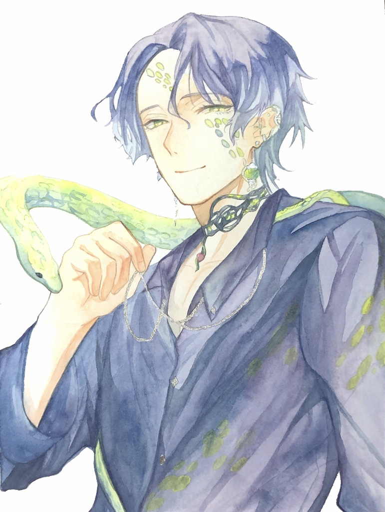 蛇【アナログ原画】額装なし