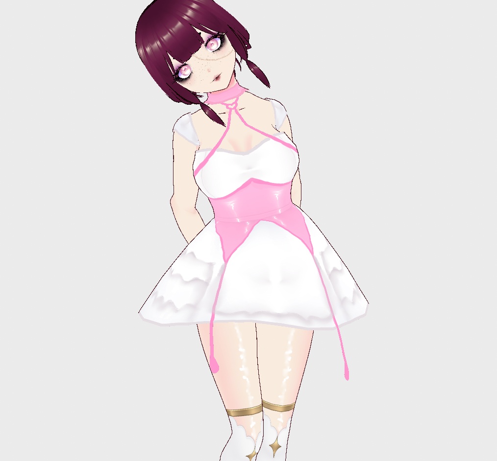 Pink and white Kawaii Dress for Vroid Studio