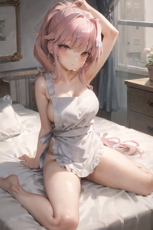 裸エプロン少女集