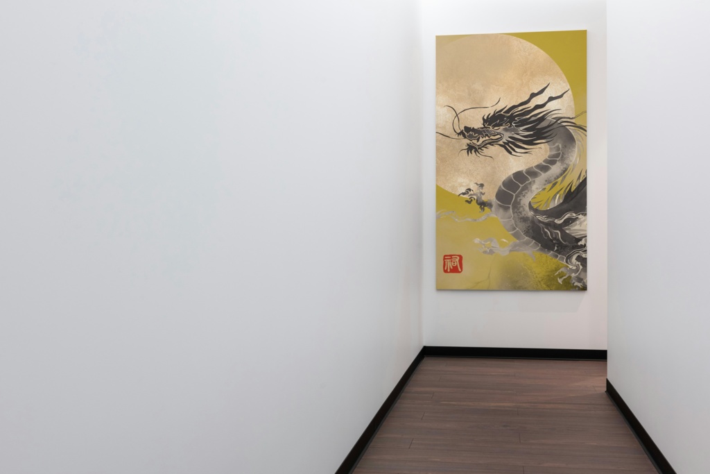 「Moonlit Dragon」デジタルアート&スマホ壁紙セット(A4・A3・4K縦 / Canva AI作成)