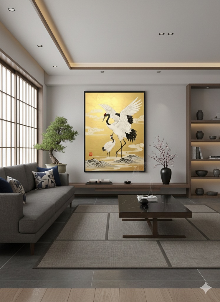 Gold Cranes金彩の双鶴図 ― 幸運を呼ぶ和風インテリア