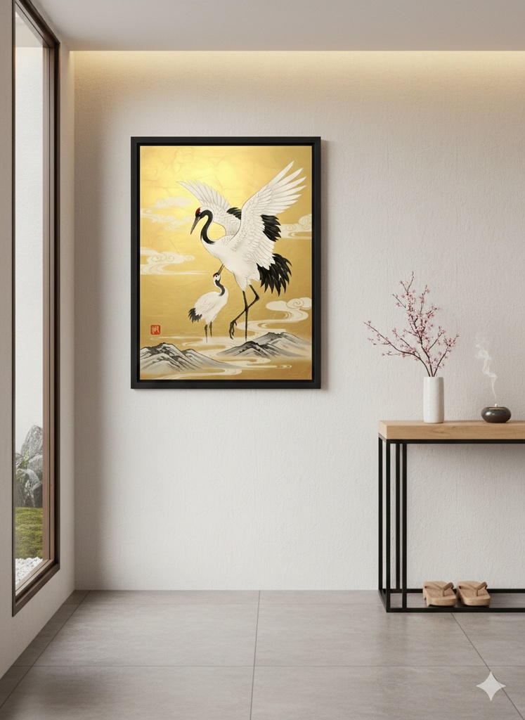 Gold Cranes金彩の双鶴図 ― 幸運を呼ぶ和風インテリア