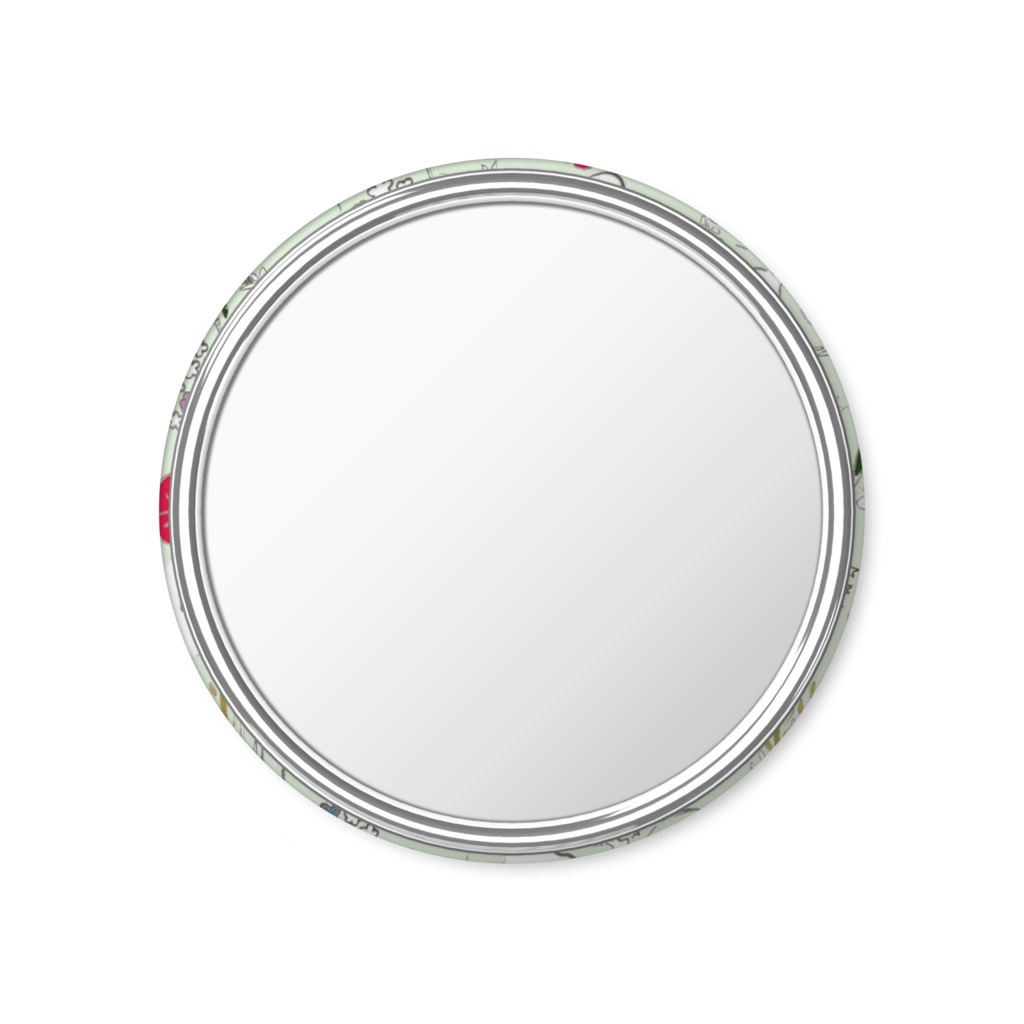 缶ミラー 小鳥と花