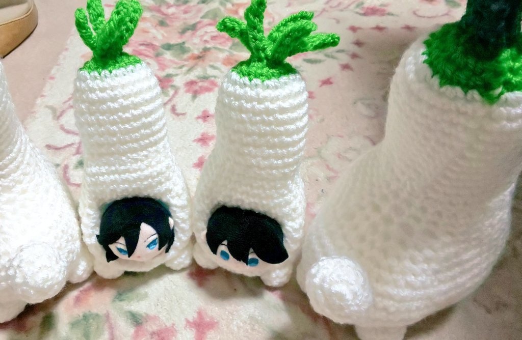 【送料込】もちマスのサイズ編み着ぐるみ◆立体大根シリーズ