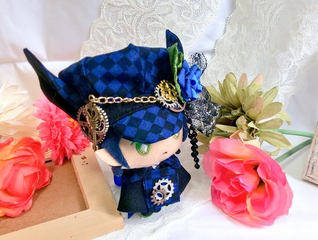 10cmぬいサイズの帽子とケープセット◆薔薇シリーズ