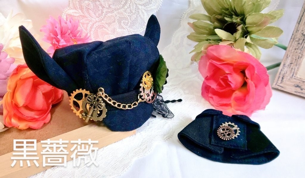 10cmぬいサイズの帽子とケープセット◆薔薇シリーズ