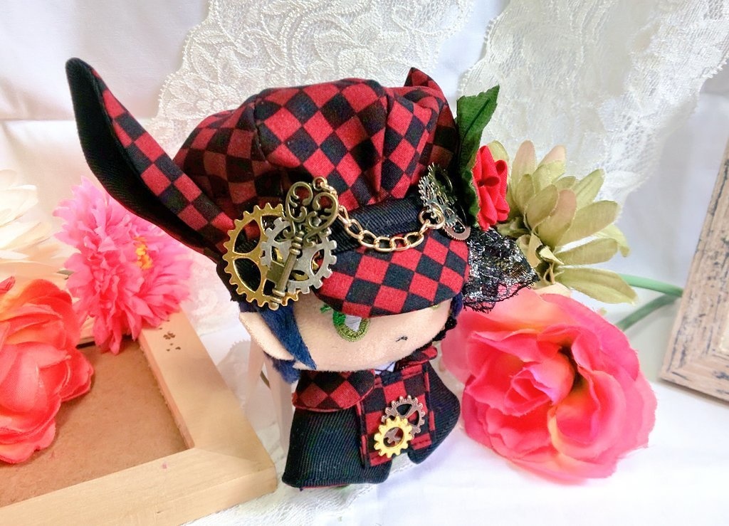 10cmぬいサイズの帽子とケープセット◆薔薇シリーズ