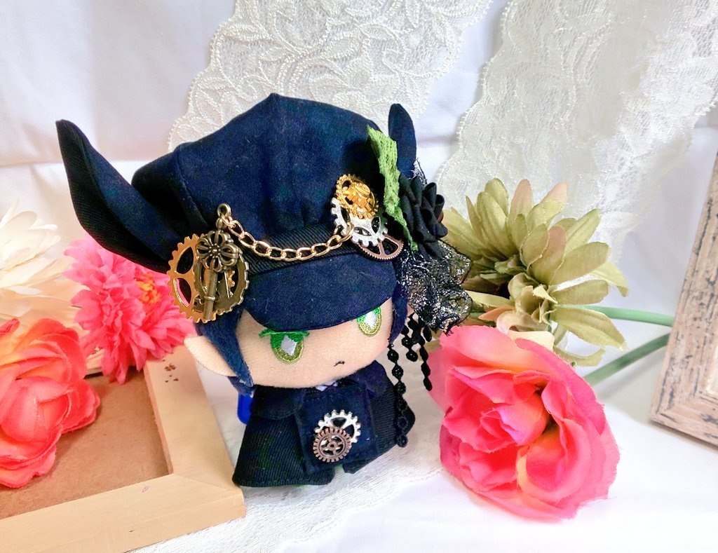 10cmぬいサイズの帽子とケープセット◆薔薇シリーズ