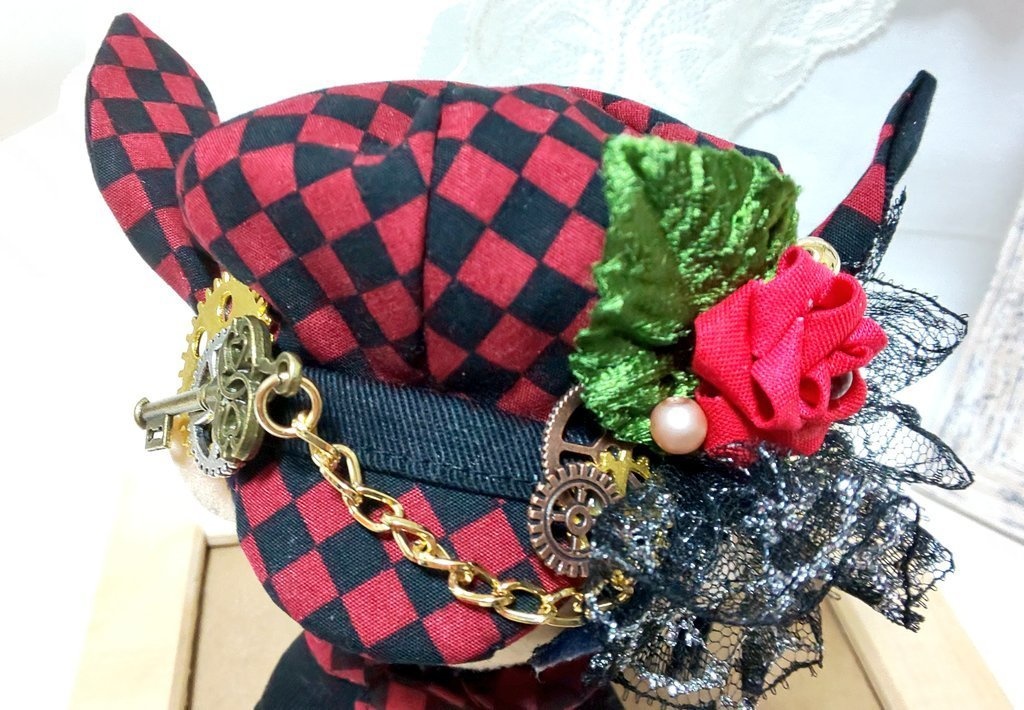 10cmぬいサイズの帽子とケープセット◆薔薇シリーズ