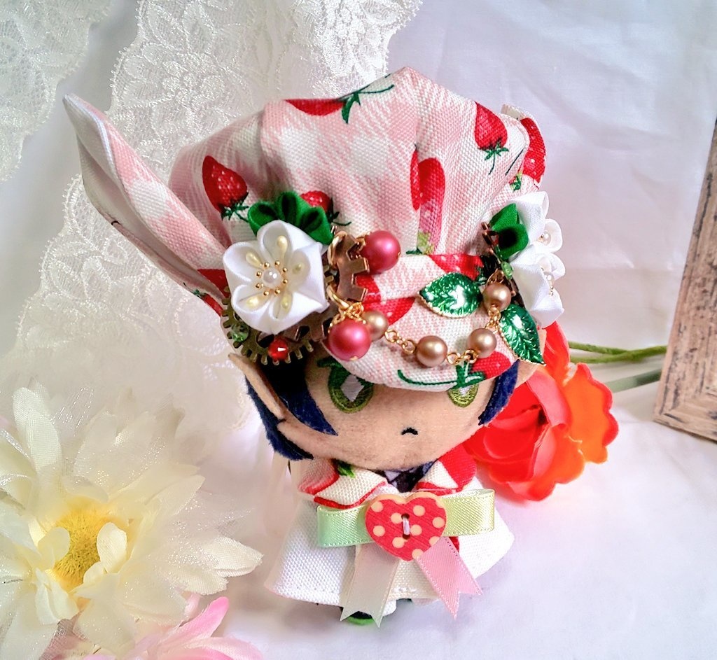 10cmぬいサイズ帽子&ケープセット◆苺シリーズ