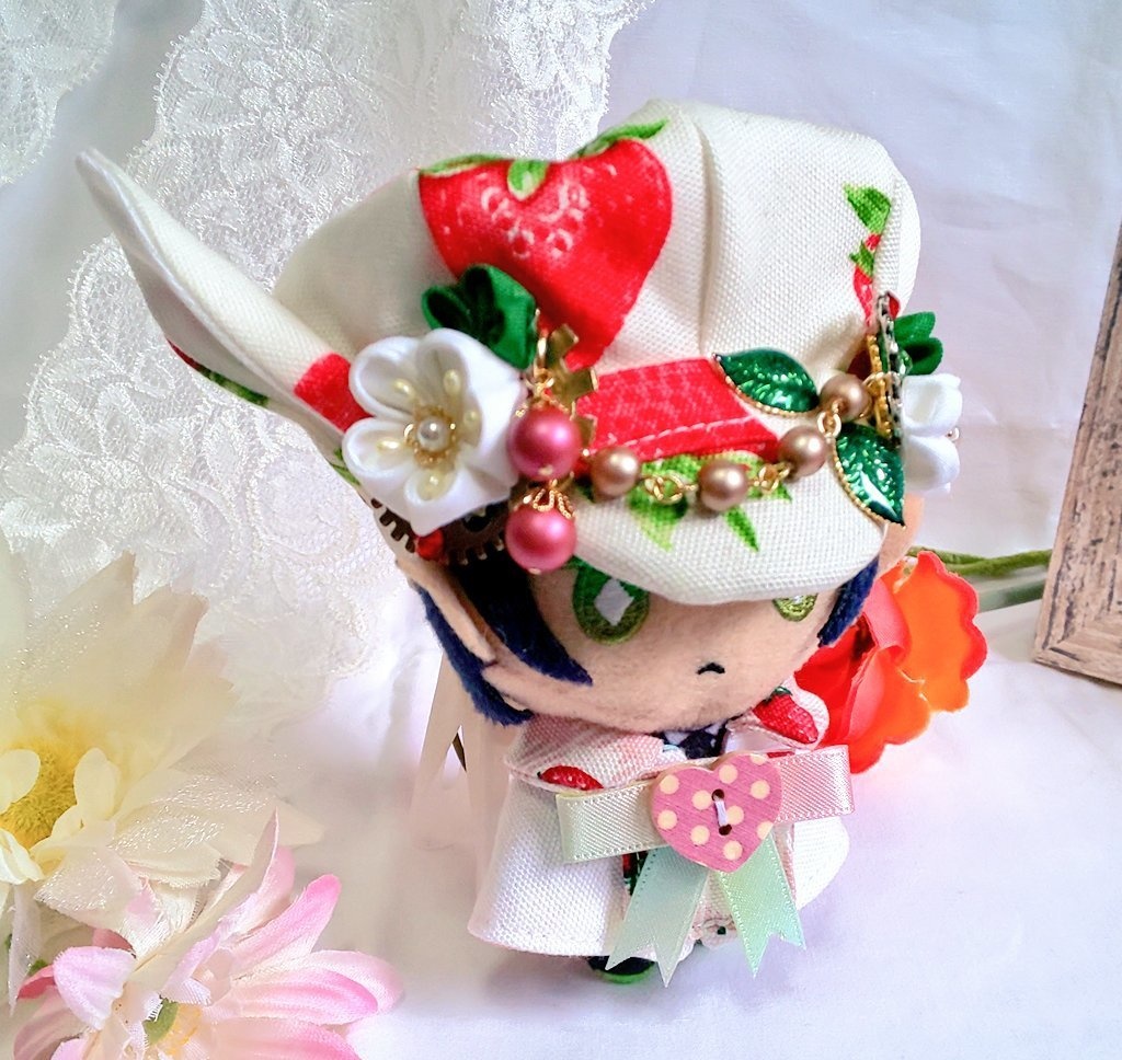 10cmぬいサイズ帽子&ケープセット◆苺シリーズ