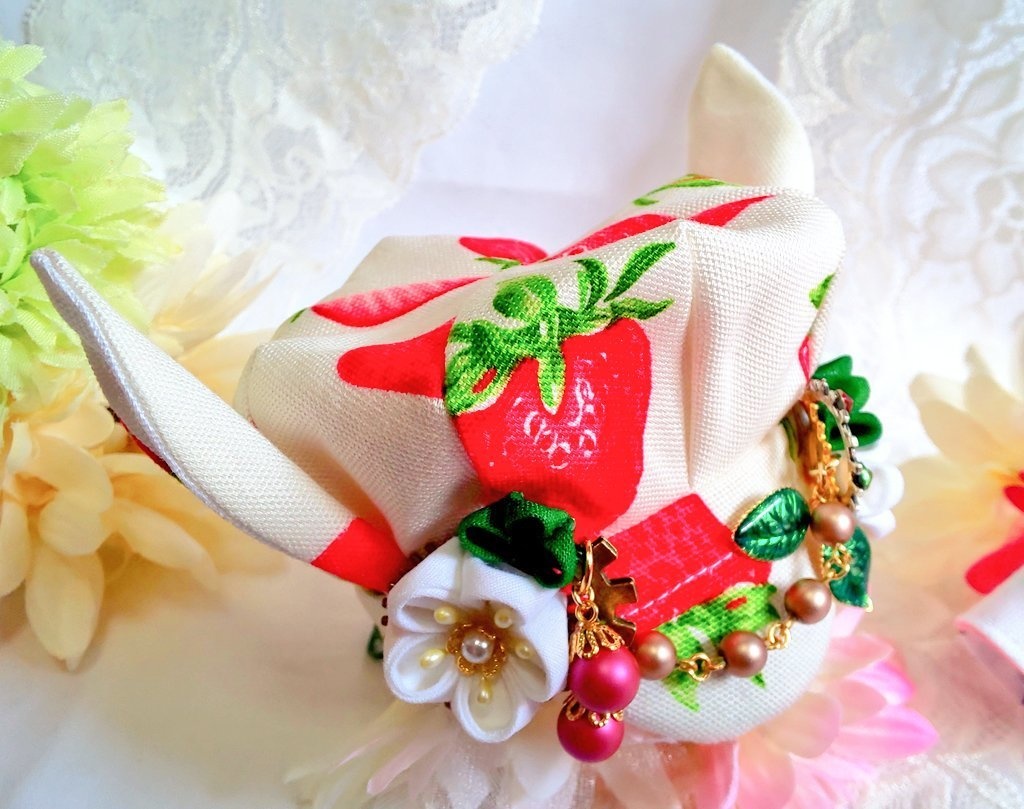 10cmぬいサイズ帽子&ケープセット◆苺シリーズ