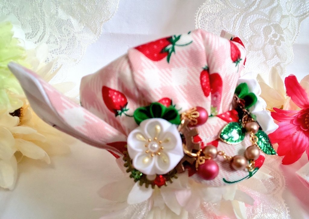 10cmぬいサイズ帽子&ケープセット◆苺シリーズ