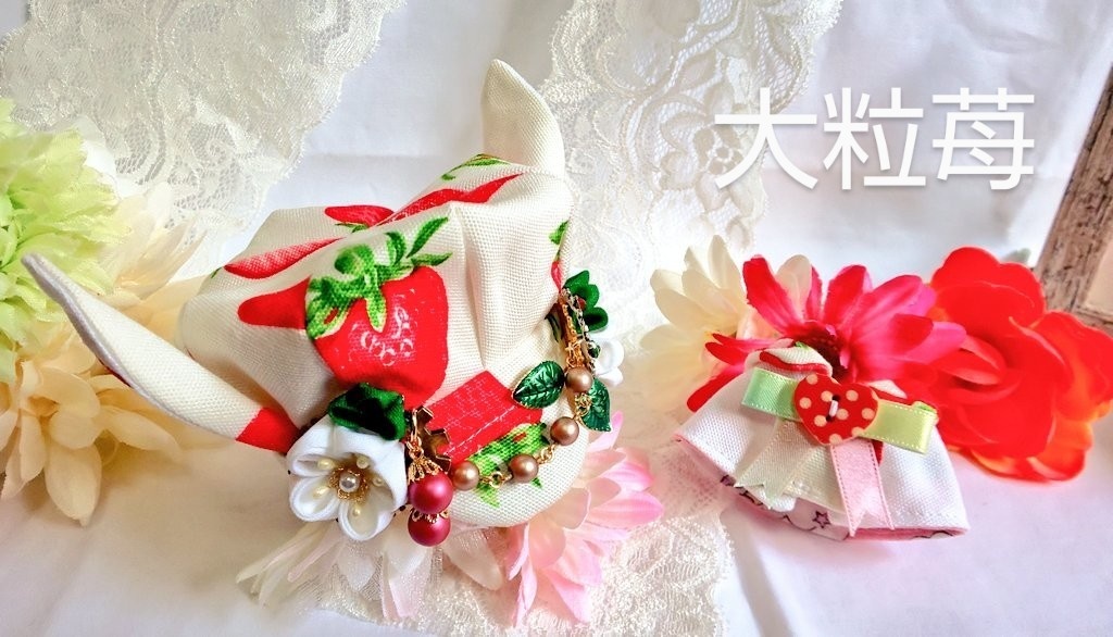 10cmぬいサイズ帽子&ケープセット◆苺シリーズ