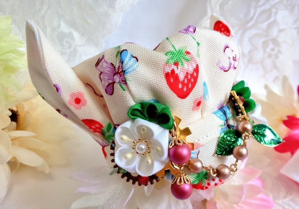 10cmぬいサイズ帽子&ケープセット◆苺シリーズ