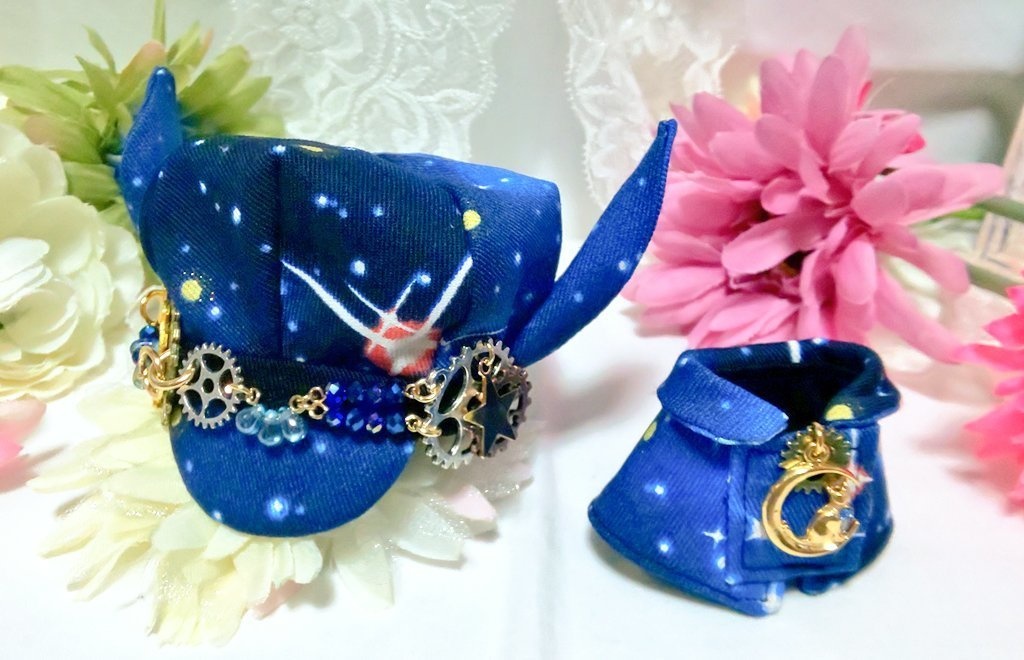 10cmぬいサイズ帽子&ケープセット◆夜空(ネイビー)シリーズ