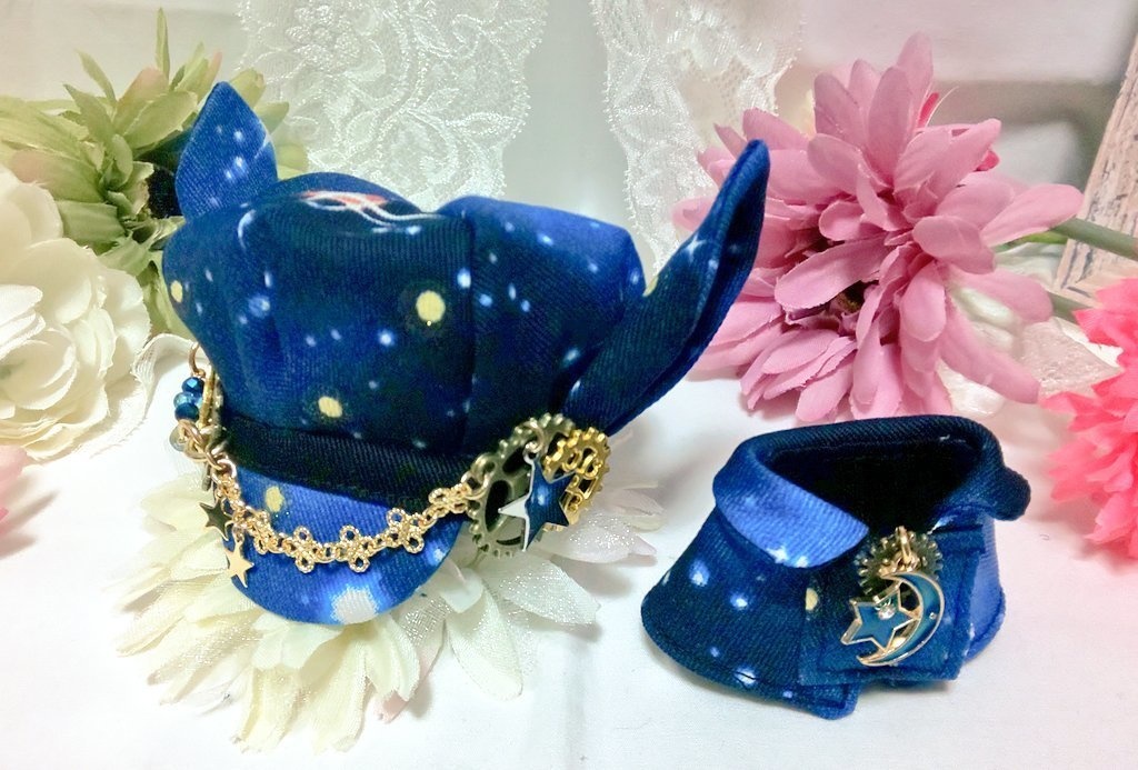 10cmぬいサイズ帽子&ケープセット◆夜空(ネイビー)シリーズ