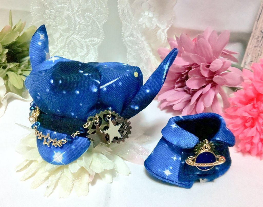 10cmぬいサイズ帽子&ケープセット◆夜空(ネイビー)シリーズ