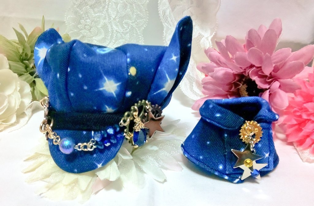 10cmぬいサイズ帽子&ケープセット◆夜空(ネイビー)シリーズ