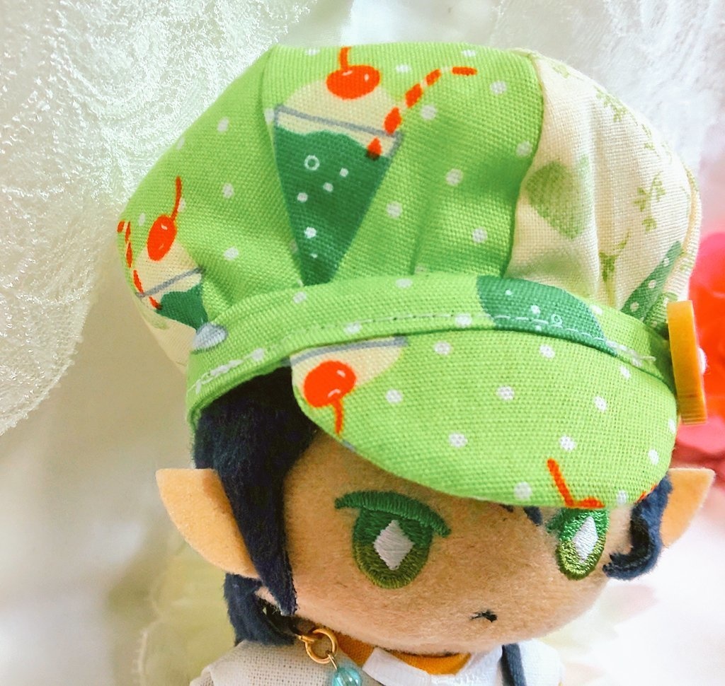 10cmぬいのサイズ◆クリームソーダなキャスケット&くまメロンサンドポーチ(グリーン)