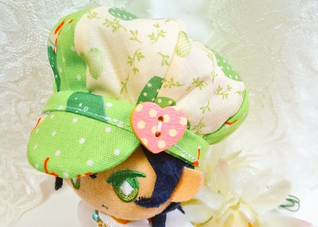 10cmぬいのサイズ◆クリームソーダなキャスケット&くまメロンサンドポーチ(グリーン)