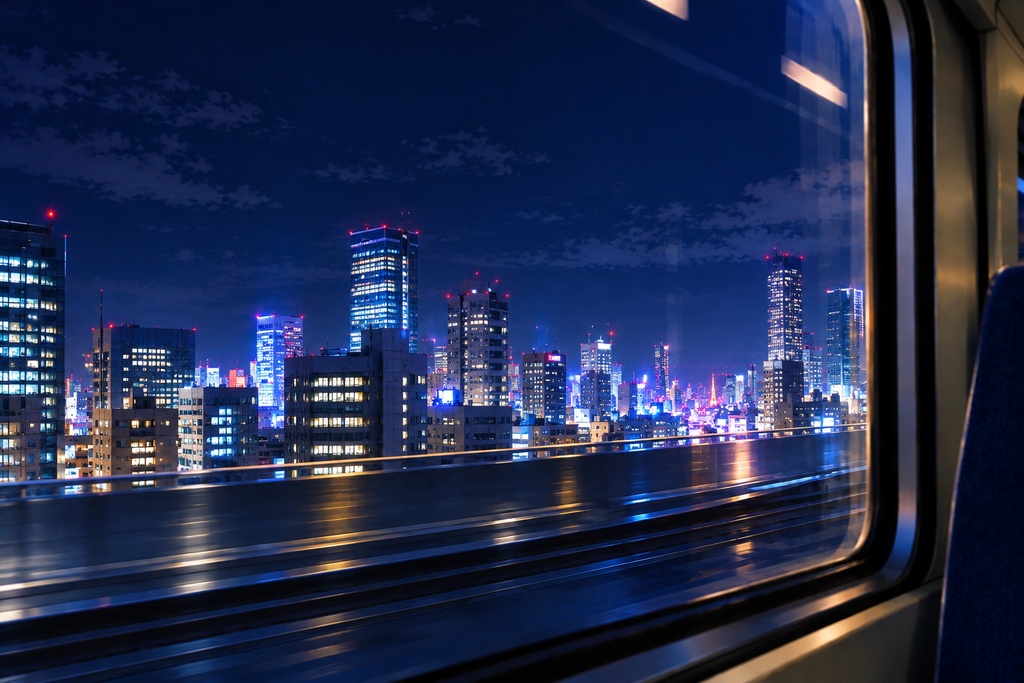 夜景日和【車窓】【背景素材】