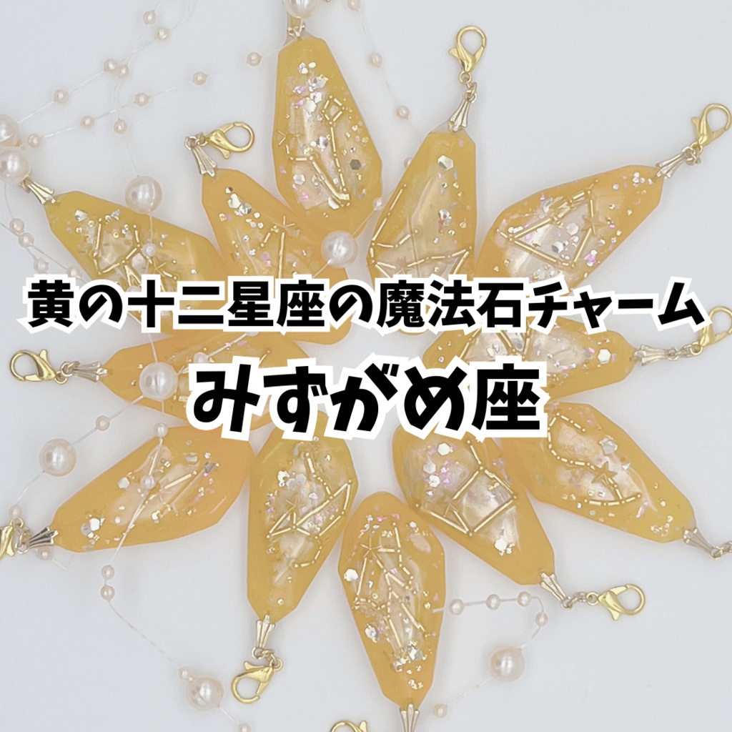 黄の十二星座の魔法石チャーム【みずがめ座】