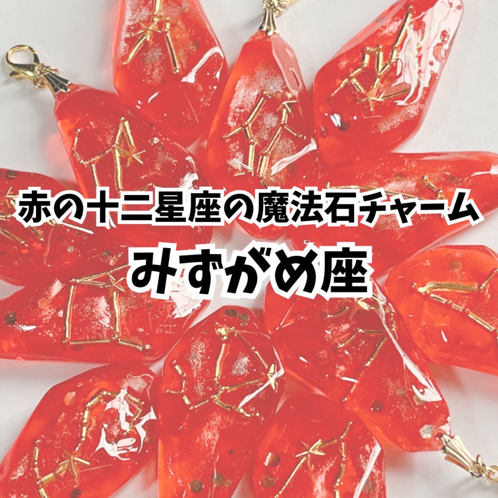 赤の十二星座の魔法石チャーム【みずがめ座】